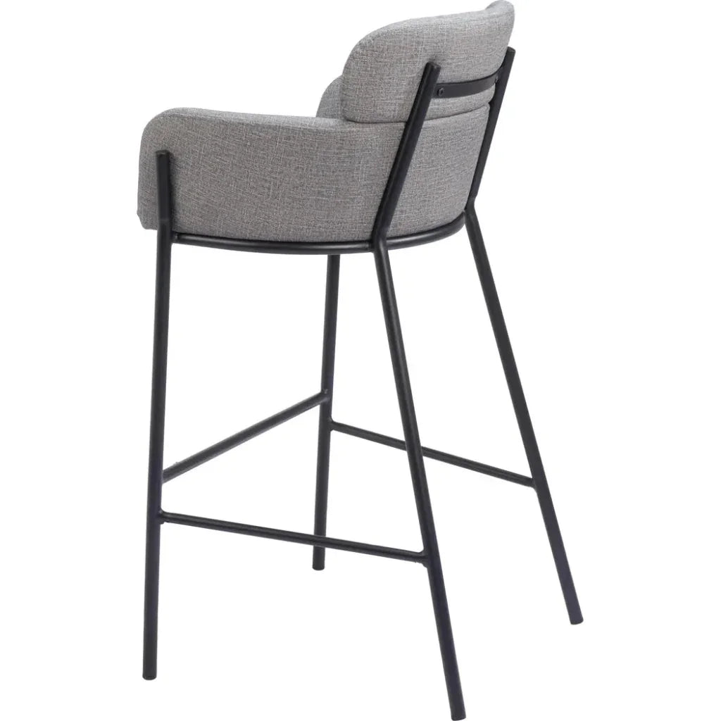 Bremor Slate Gray Barstool with Steel Legs - LOOMLAN - Zuo Modern - Bar Stools