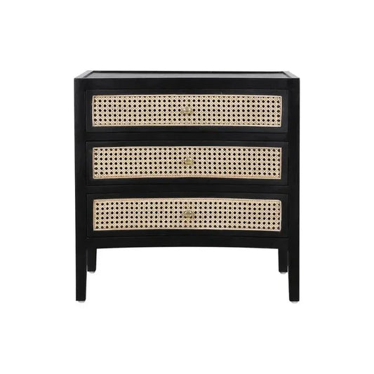 Bricee Sustainable Wood 3 Drawers Side Table - LOOMLAN - Artesia - Nightstands