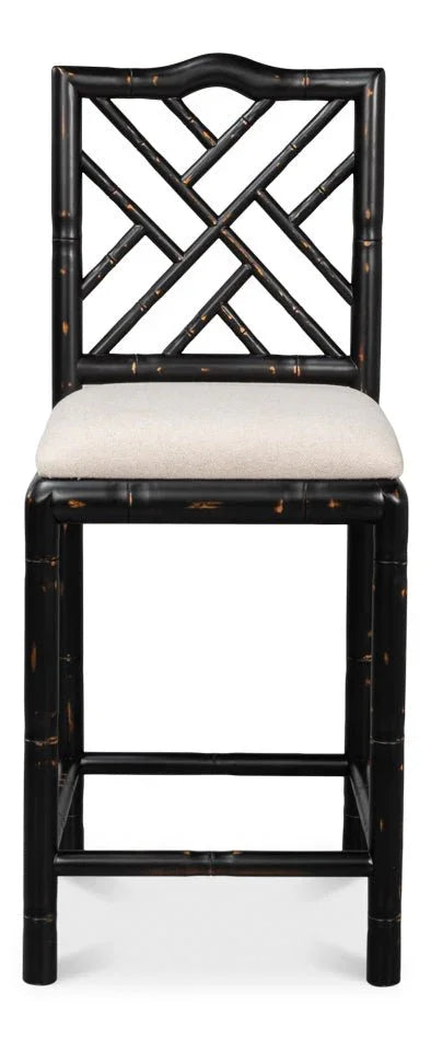 Brighton Wood Black Counter Stool - LOOMLAN - Sarreid - Counter Stools
