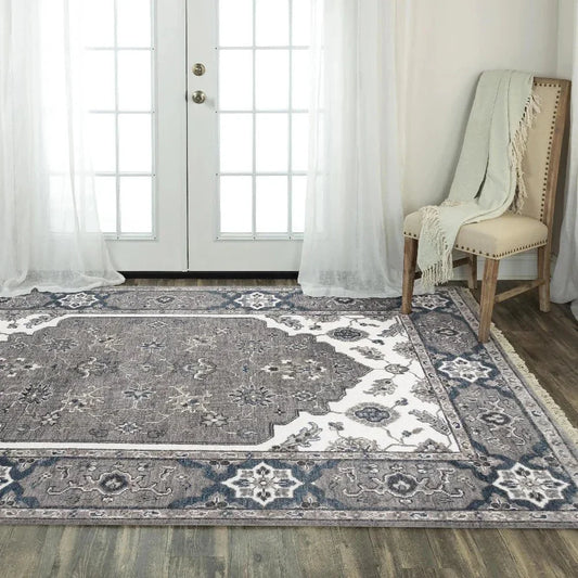Broc Medallion Gray/ Large Area Rugs For Living Room - LOOMLAN - LOOMLAN - Area Rugs