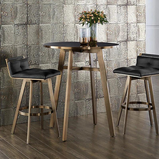 Bronx Bar Table Modern With Black Glass Top - LOOMLAN - SUNPAN - Bar Tables