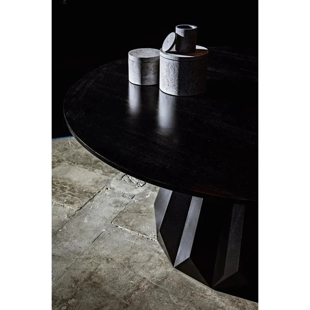 Brosche Dining Table, Hand Rubbed Black-Dining Tables-Noir-LOOMLAN
