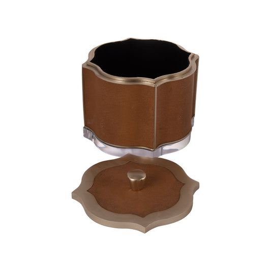 Brown Faux Shagreen Decorative Box