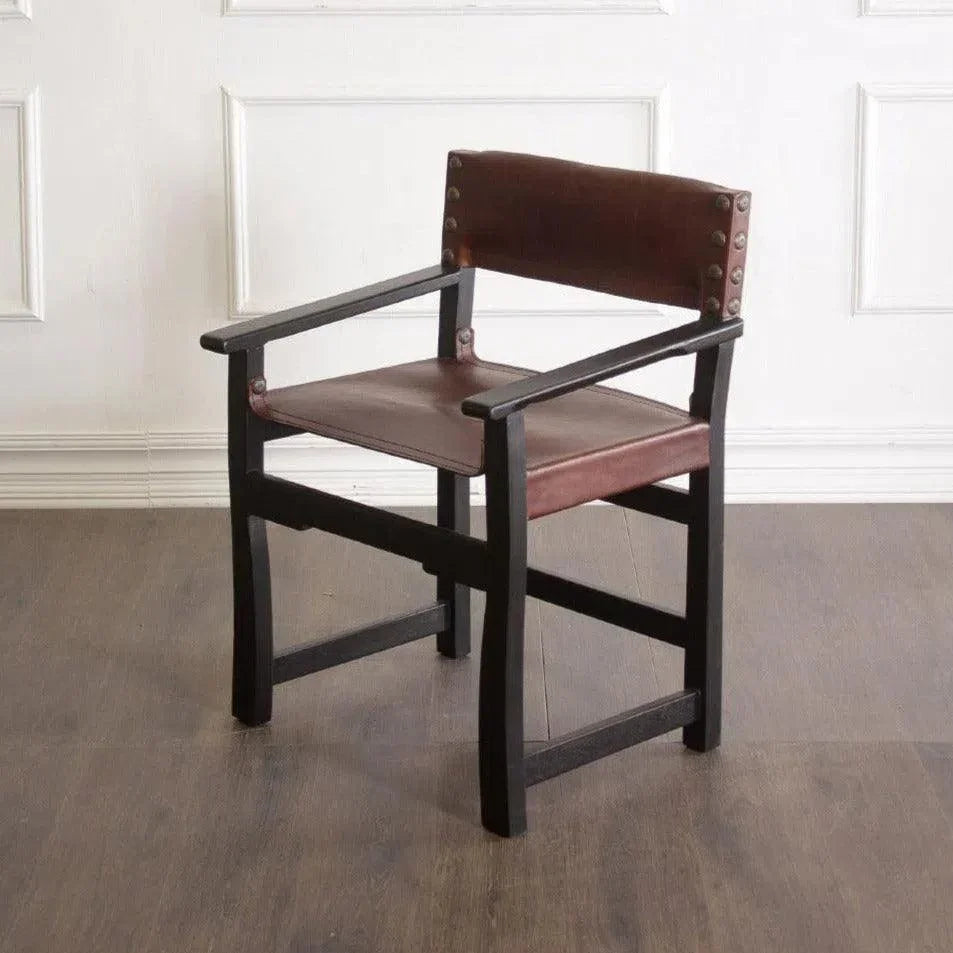 Brown Leather Dining Chair Taura With Arms - LOOMLAN - Peninsula Home - Dining Chairs