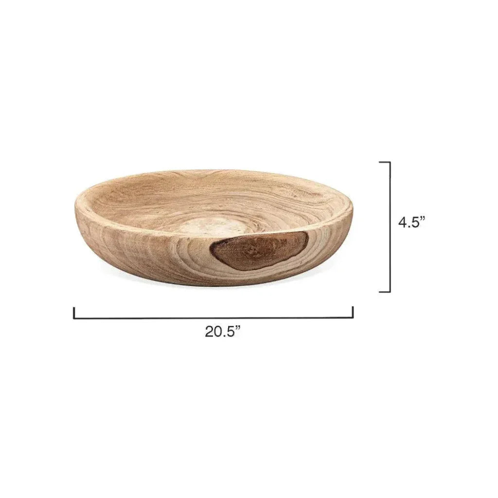 Brown Paulownia Wood Laurel Wooden Bowl - LOOMLAN - Jamie Young - Boxes & Bowls
