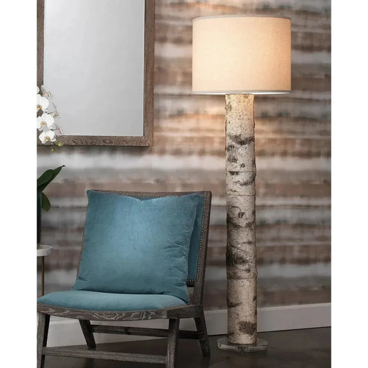 Brown Resin Birch Veneer Tree Forrester Floor Lamp-Floor Lamps-Jamie Young-LOOMLAN