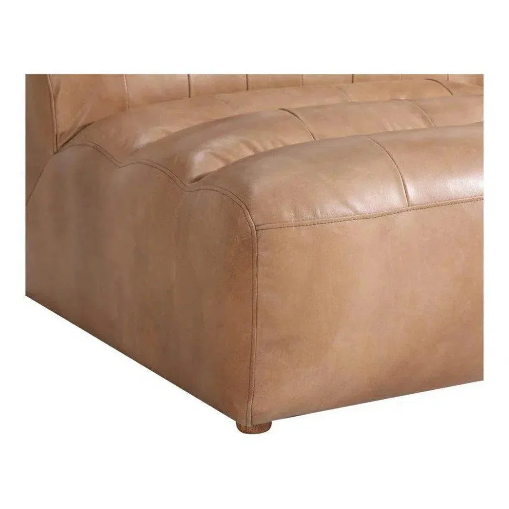 Brown Tan Leather Modular Slipper Chair-Modular Components-Moe's Home-LOOMLAN