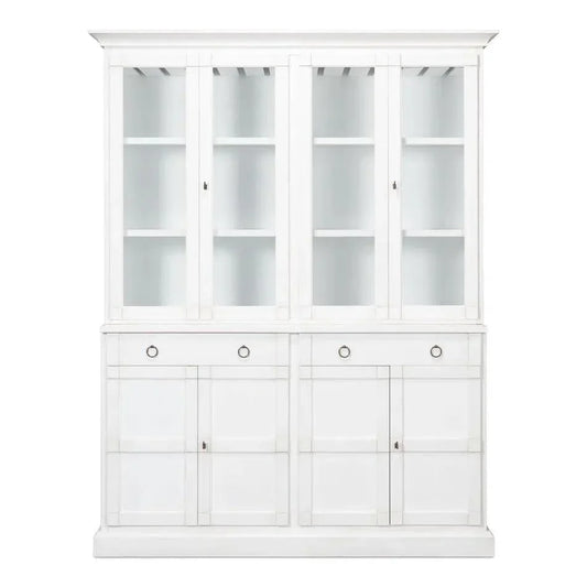 Buffet & Hutch Glass Doors & Drawers Cortina White - LOOMLAN - Sarreid - Buffets & Curios
