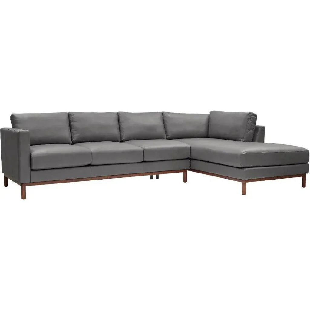 Burbank Large Leather Right Facing Sectional Sofa - LOOMLAN - One For Victory - Sectionals