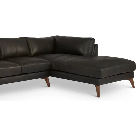 Burbank Small Leather Right Facing Sectional Sofa - LOOMLAN - One For Victory - Sectionals