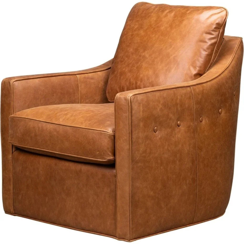 Button Ultimate Style Leather Swivel Chair - LOOMLAN - Olivia + Quinn - Club Chairs