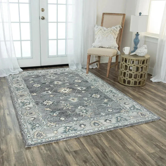 Butu Floral Medallion Gray Area Rugs For Living Room - LOOMLAN - LOOMLAN - Area Rugs