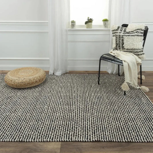 Buza Geometric Black Living Room Rug - LOOMLAN - LOOMLAN - Area Rugs