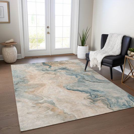 Caelanor Teal Washable Indoor - Outdoor Rug - LOOMLAN - LOOMLAN Rugs - Outdoor Rugs