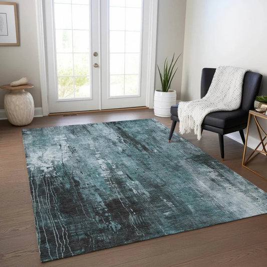 Caelion Teal Washable Indoor - Outdoor Rug - LOOMLAN - LOOMLAN Rugs - Outdoor Rugs