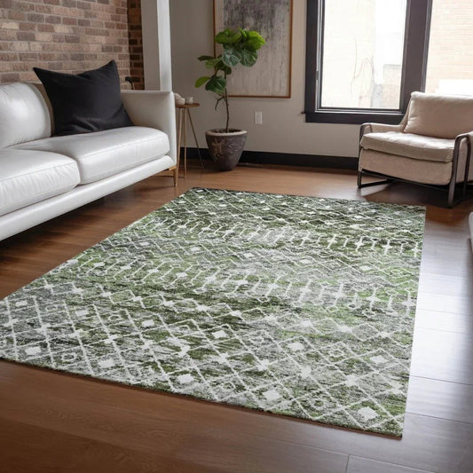 Calandria Green Washable Indoor - Outdoor Rug - LOOMLAN - LOOMLAN Rugs - Outdoor Rugs