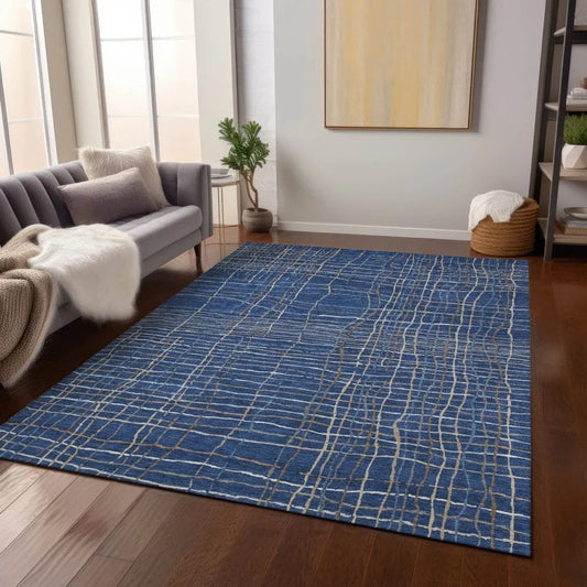 Calista Blue Washable Indoor-Outdoor Rug-Outdoor Rugs-LOOMLAN Rugs-LOOMLAN