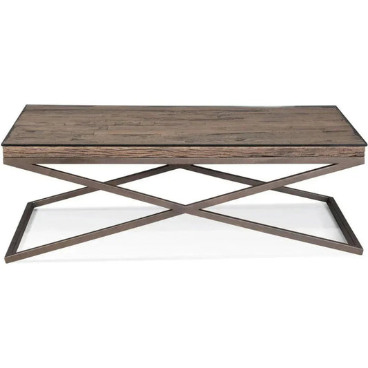 Cambria Wood & Glass Brown Rectangular Coffee Table - LOOMLAN - Bassett Mirror - Coffee Tables