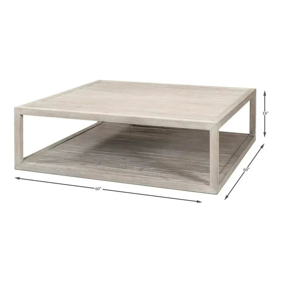 Camden Bungalow Cocktail Coffee Table Square - LOOMLAN - Sarreid - Coffee Tables