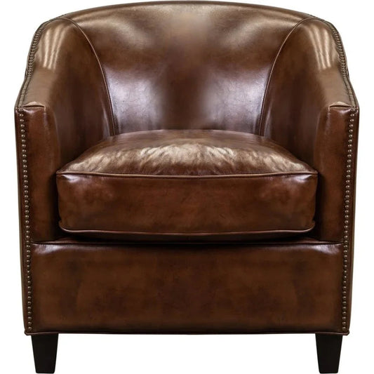 Camilla Leather In Richmond Saddle Chair - LOOMLAN - Olivia + Quinn - Club Chairs