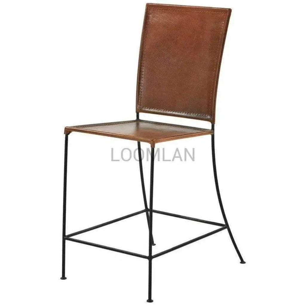 Brown Leather Dining Counter Stool - LOOMLAN - LOOMLAN - Counter Stools