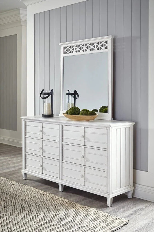 Cane Bay Six Drawer White Dresser - LOOMLAN - Palmetto Home - Dressers