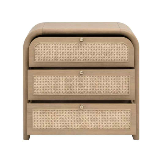 Cannes Three Drawers Wood Nightstand
