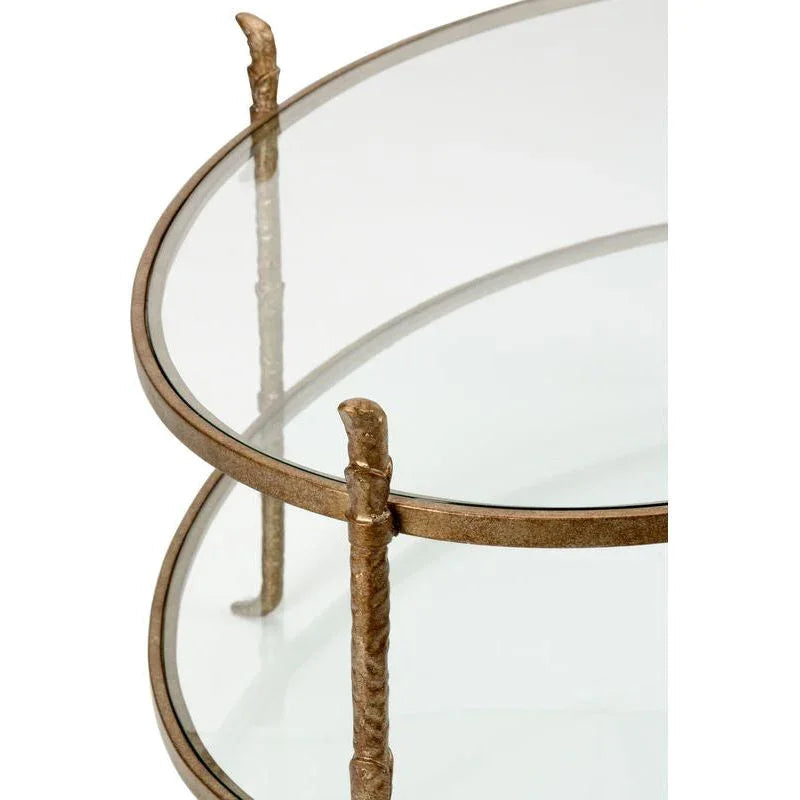 Carley Clear Glass Top Oval Cocktail Table - LOOMLAN - Wildwood - Coffee Tables