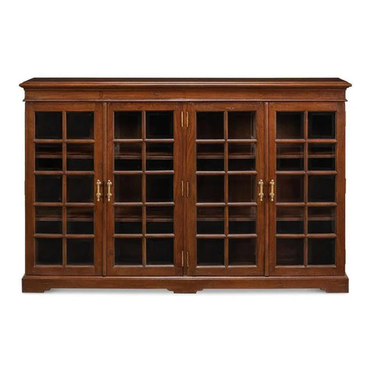 Carmel - By - The - Sea Walnut Bookcase Glass Doors - LOOMLAN - Sarreid - Sideboards