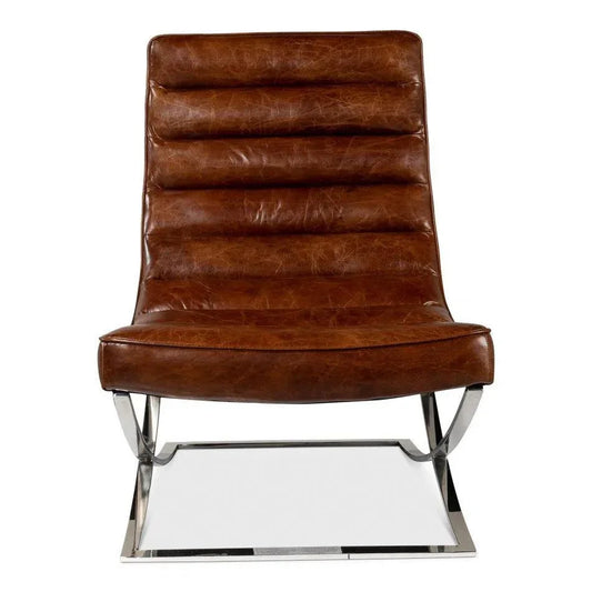 Cassino Leather Slipper Chair Lounge - LOOMLAN - Sarreid - Accent Chairs