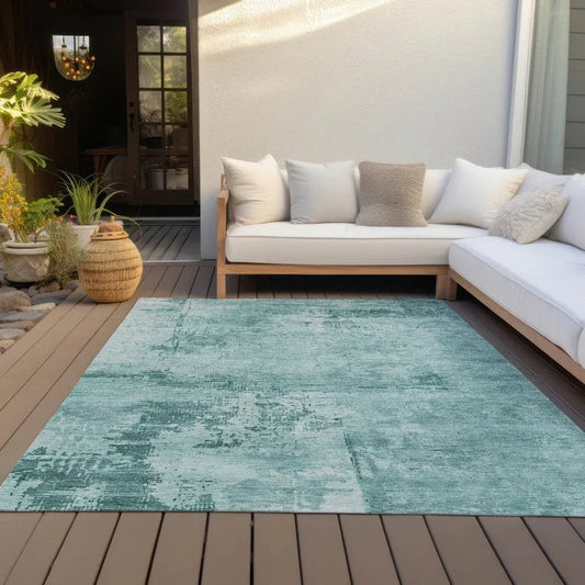 Cassiva Teal Washable Indoor-Outdoor Rug-Outdoor Rugs-LOOMLAN Rugs-LOOMLAN