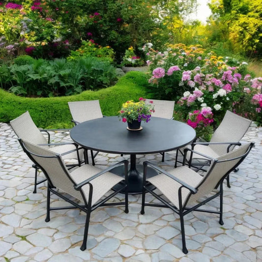 Castelle Tulip Aluminum Outdoor Round Dining Table-Outdoor Dining Tables-Castelle-LOOMLAN