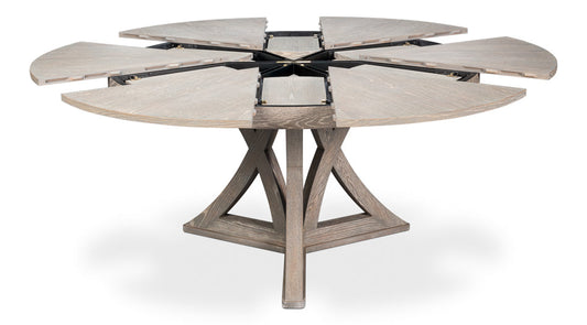 Casual Jupe Extendable Wooden Dining Table-Dining Tables-Sarreid-Moonskin-Medium-LOOMLAN
