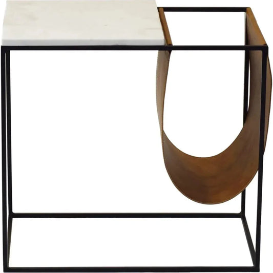 Cave White Marble and Iron Magazine Rack - LOOMLAN - Moe's Home - Side Tables