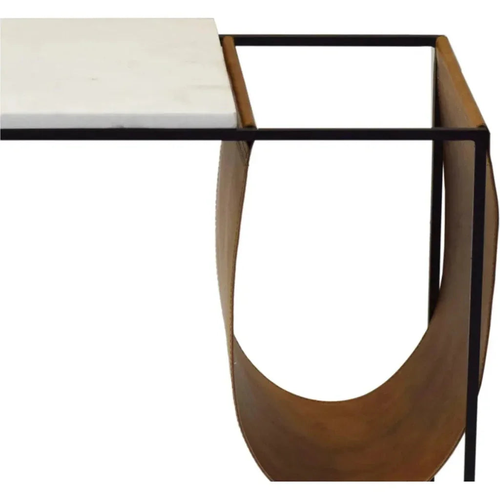 Cave White Marble and Iron Magazine Rack - LOOMLAN - Moe's Home - Side Tables