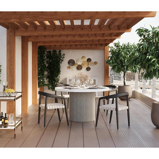 Cayman Dining Armchair Charcoal Teak Wood-Outdoor Dining Chairs-SUNPAN-LOOMLAN