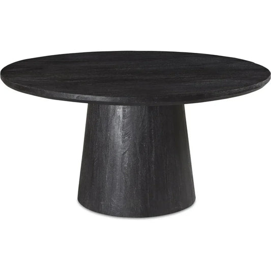 Cember Solid Wood Black Round Dining Table-Dining Tables-Moe's Home-LOOMLAN