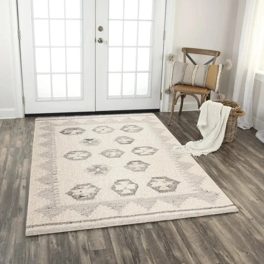 Cham Geometric Silver Area Rugs For Living Room - LOOMLAN - LOOMLAN - Area Rugs