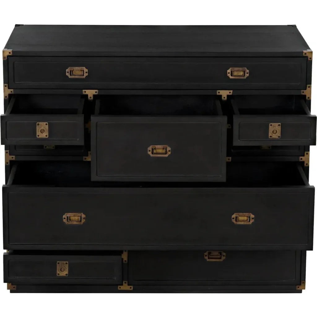 Charles Wood and Brass Black Chest - LOOMLAN - Noir - Chests