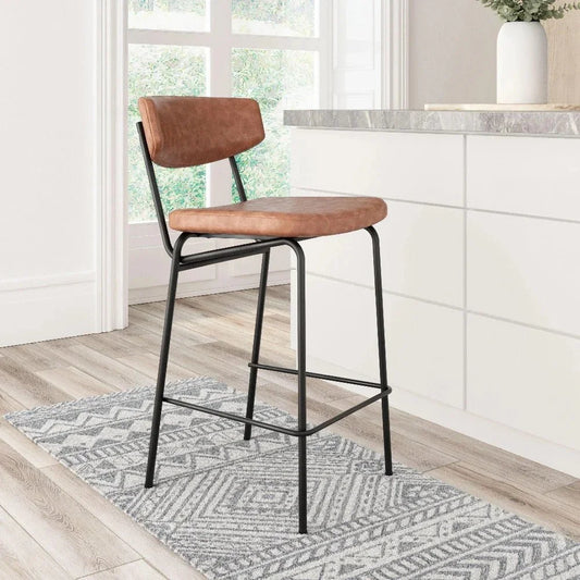 Charon Counter Stool 2PC Vintage Brown - LOOMLAN - Zuo Modern - Counter Stools
