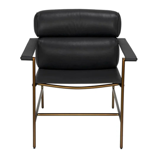 Chet Leather Black Chair - LOOMLAN - Noir - Club Chairs
