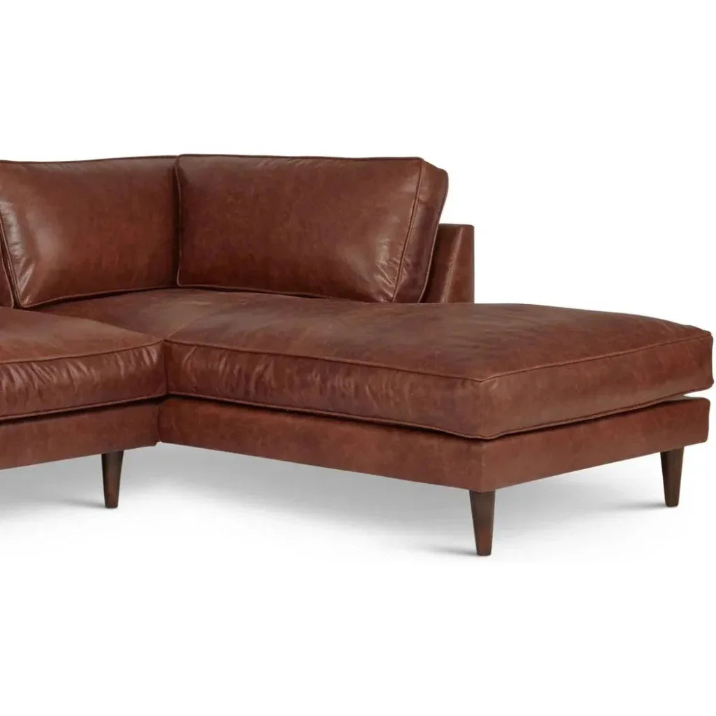 Cheviot Leather Left Arm Sectional Chaise - LOOMLAN - One For Victory - Sectionals