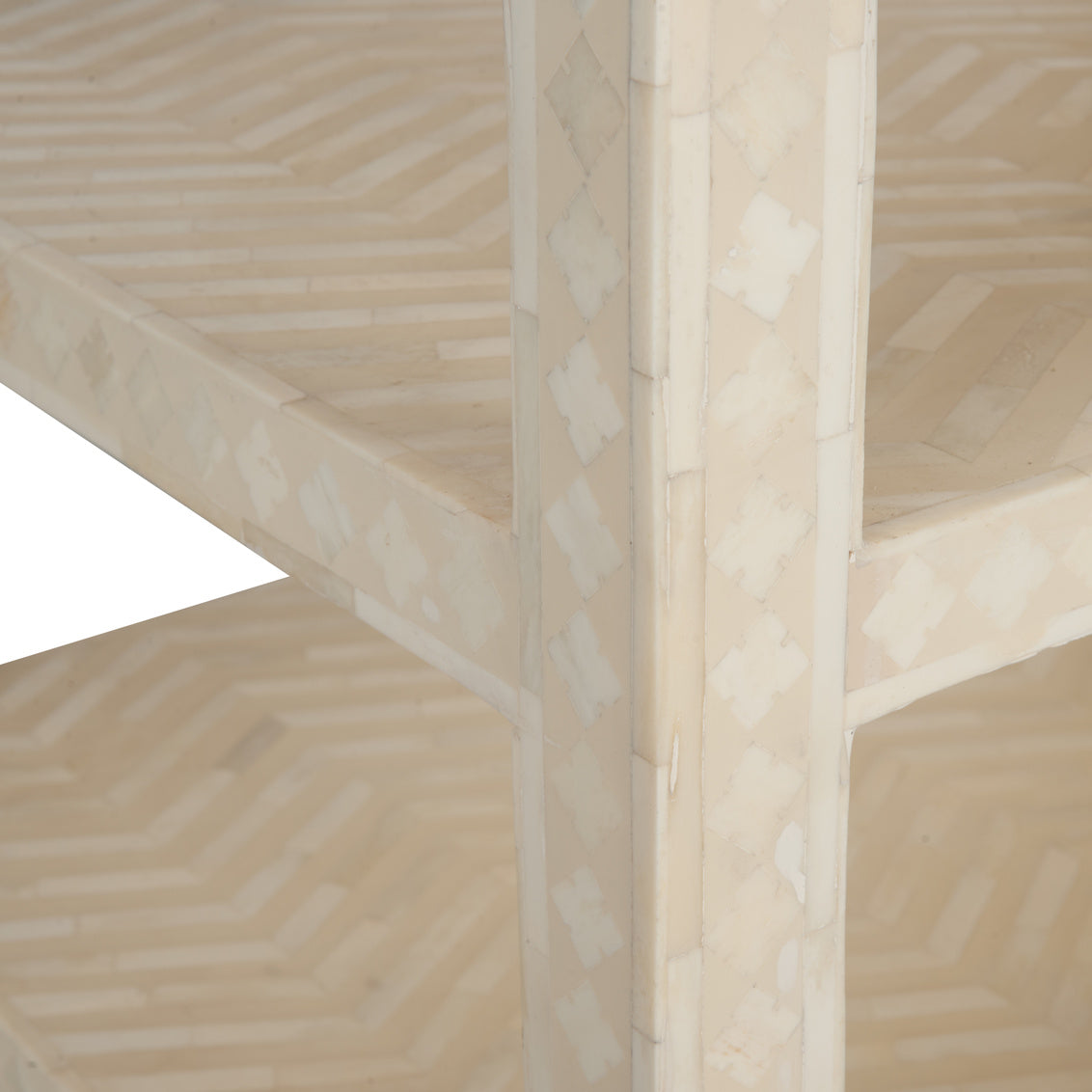 Chevron Inlay Wooden Side Table