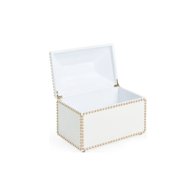 Chic Studded White Faux Leather Box - LOOMLAN - Chelsea House - Boxes & Bowls