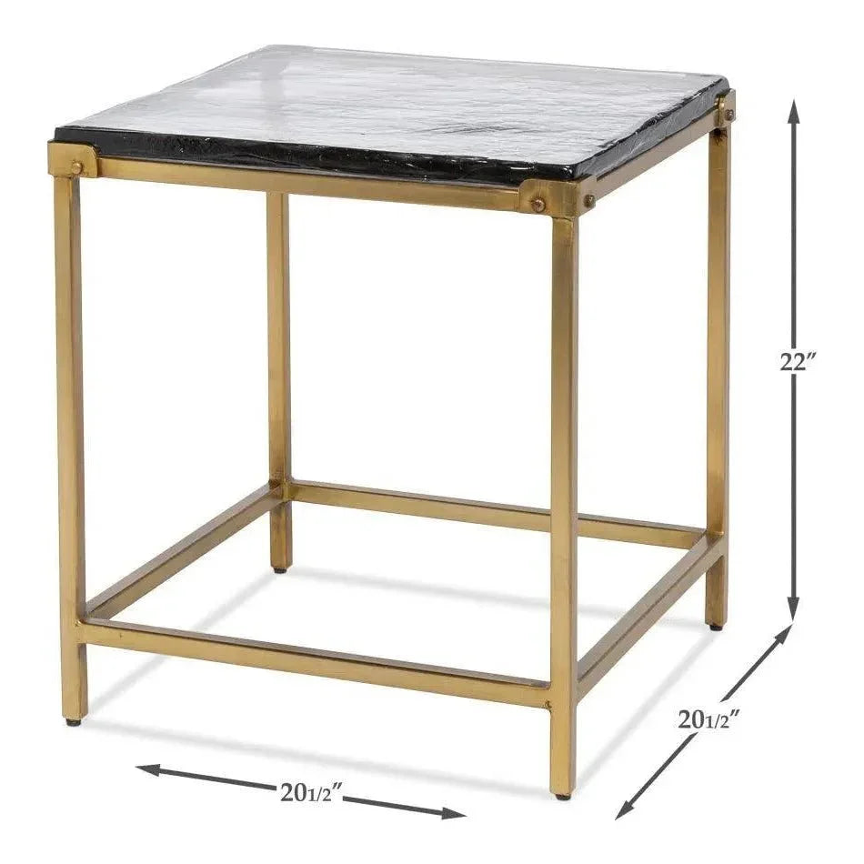 Christian Iron Gold Square Side Table - LOOMLAN - Sarreid - Side Tables
