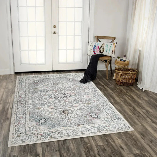 Cici Medallion White Kitchen Hallway Runner Rug - LOOMLAN - LOOMLAN - Area Rugs