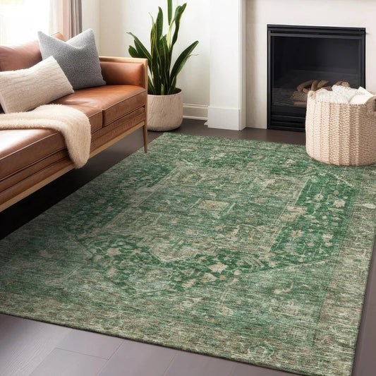 Clarina Emerald Washable Indoor - Outdoor Rug - LOOMLAN - LOOMLAN Rugs - Outdoor Rugs
