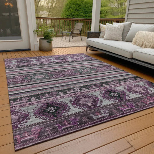 Claritha Purple Washable Indoor - Outdoor Rug - LOOMLAN - LOOMLAN Rugs - Outdoor Rugs