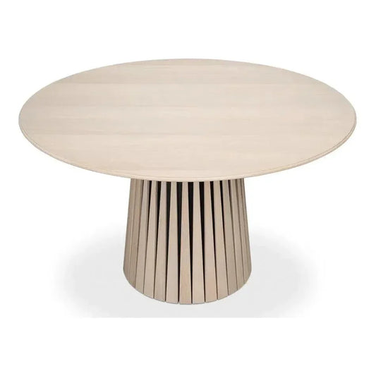 Clark Rustic Oak Finished Round Dining Table-Dining Tables-Sarreid-LOOMLAN