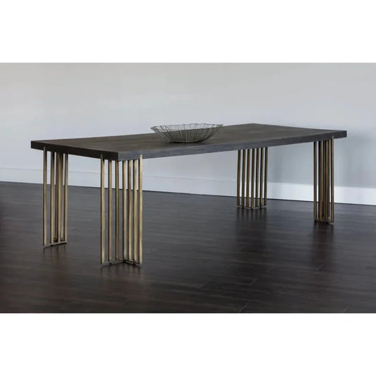 Classic Wood Dining Table Antique Brass Legs-Dining Tables-SUNPAN-LOOMLAN